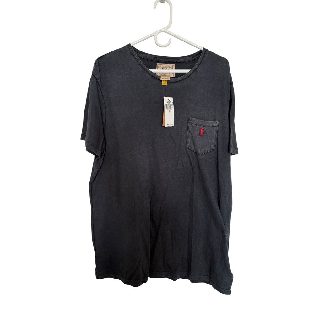 Polo‎ Ralph Lauren Mens Custom Slim Fit Pocket T-Shirt Faded Black Red Pony XL